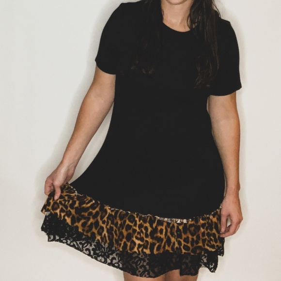 Lacy Black Dress with Cheetah - Picture 1 of 1